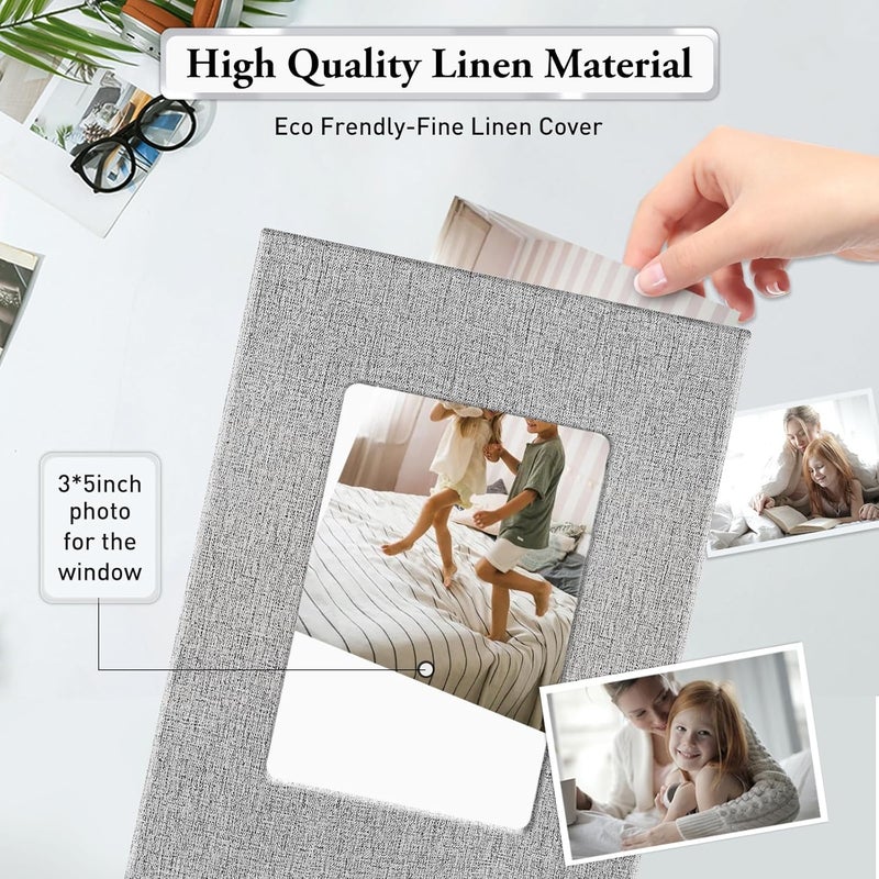 EJBLFE Photo Album 4x6,Linen Cover Slide-in Photo Album Book Can Holds 200 4x6 Photos with 50 Black Sheets for Baby Family Pictures Artwork or Postcards Storage (Gray) - Image 5